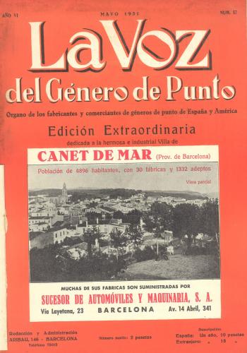 “La Voz del Género de Punto”, maig de 1931. Biblioteca de Reserva de la Diputació de Barcelona i Centre de Documentació de l’Arxiu General.